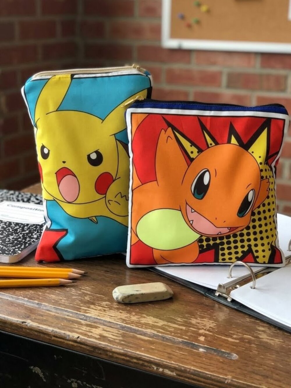 2 Pokémon Pikachu Small Handmade Zipper Pouches Make-up Coin Storage Organza Bag